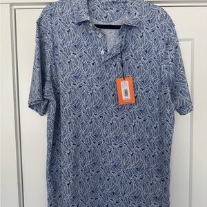 NWT Daniel Cremieux Blue Leaf-Print Polo Shirt
